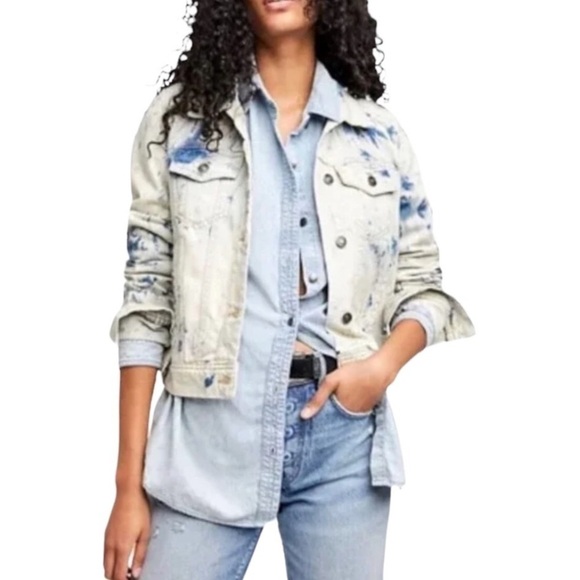 Free People Jones Tie Dye Jean Jacket Large NWT - Picture 14 of 14